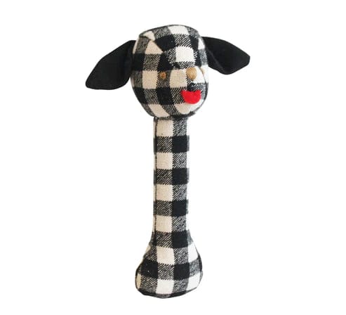 Not specified Baby & Kids Puppy Stick Rattle - Black Check Linen