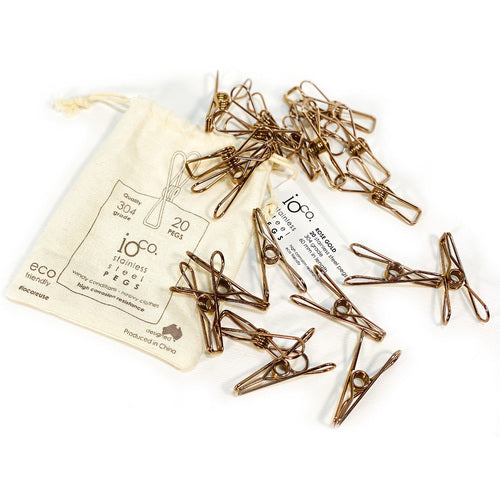 Stainless Steel Clothes 40 Pegs-Rose Gold