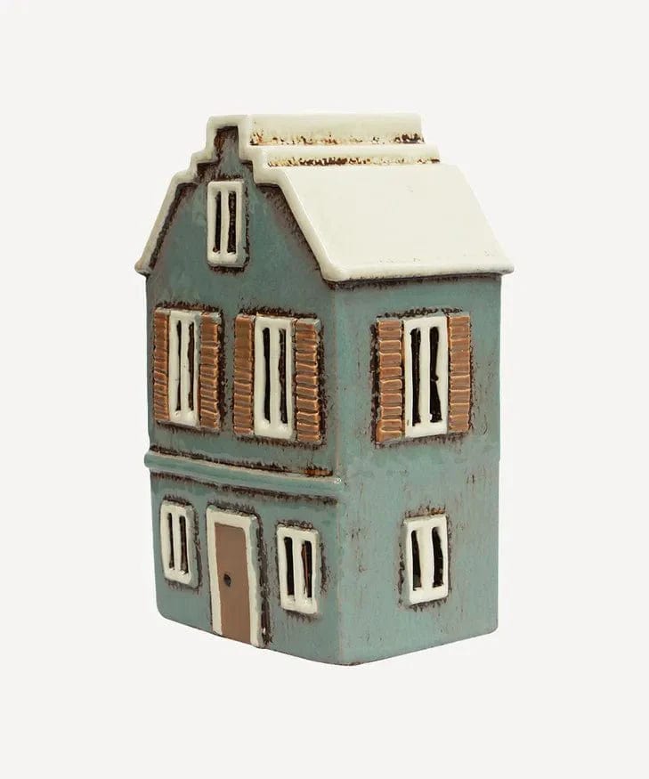 French Country Collections Decor Alsace Tea Light House with Shutters Blue