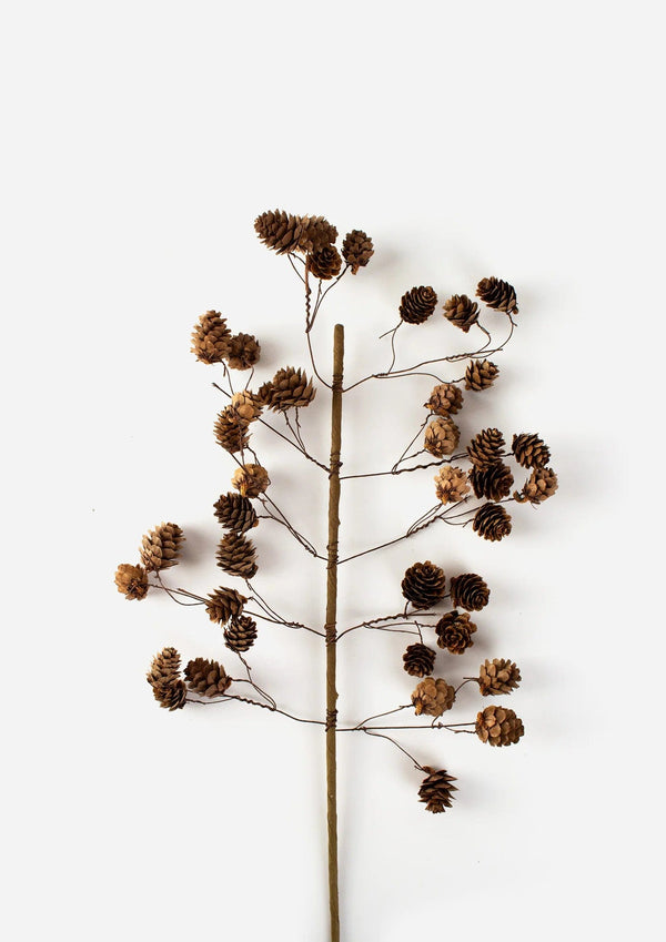 French Country Collections Decor Branch Brown Pinecone
