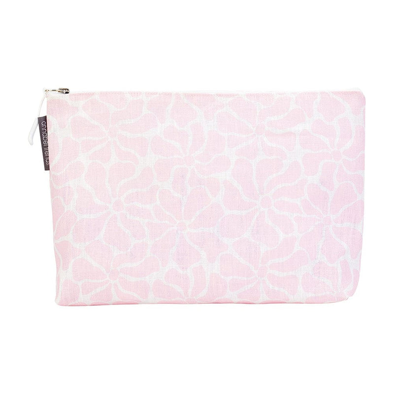 Annabel Trends Novelty (Games, Gents & Pets) Pink Petal Floral Cosmetics Bag - Linen - Large