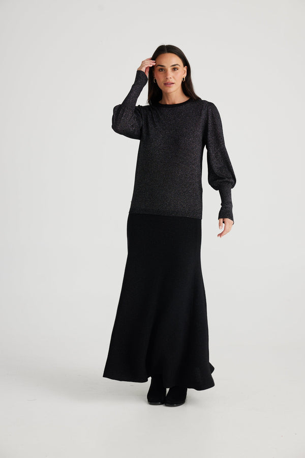 brave+true Clothing - Winter Black With Sparkle / XS Domenica Knit Top