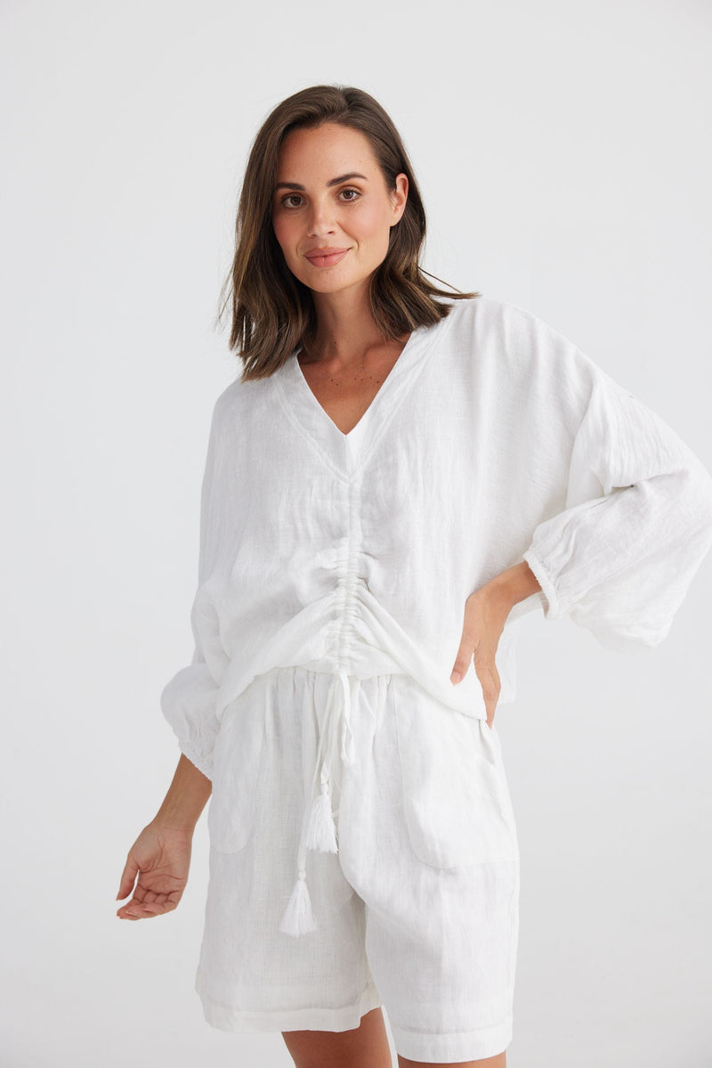 Not specified Clothing - Summer White Linen Slub / ML Happy Hour Top