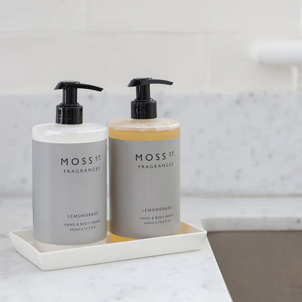 Moss St. Fragrances Personal Care Lemongrass Hand & Body Care Duo 450ml + Ceramic Tray