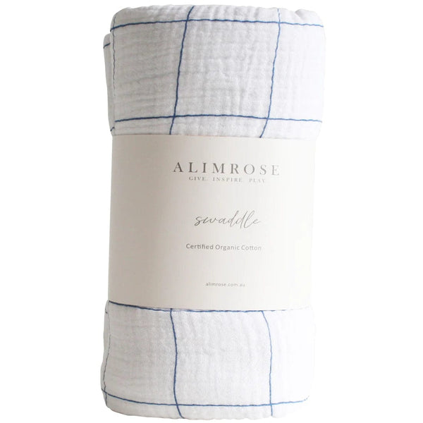 Not specified Baby & Kids Muslin Swaddle - Grid Navy
