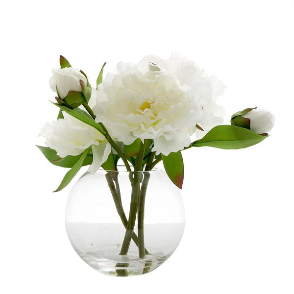 Florabelle Living Decor Peony in Water Bowl White
