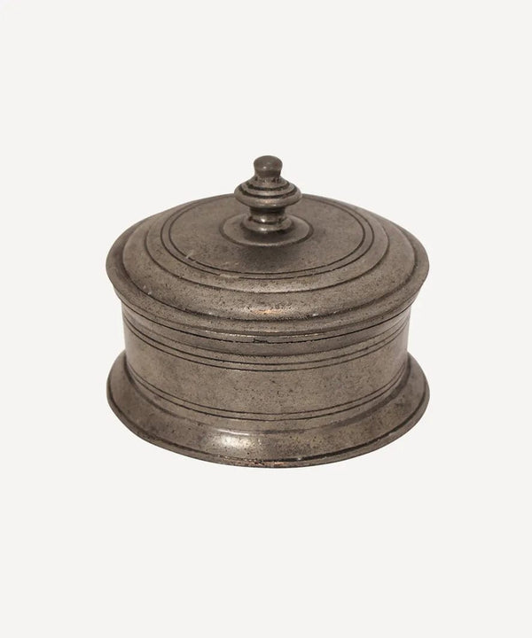 French Country Collections Decor Pewter Round Box with Knob