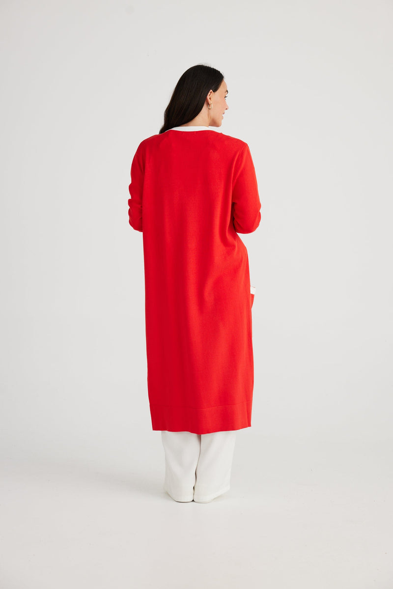 brave+true Clothing - Winter Red / S/M St Moritz Contrast Cardigan