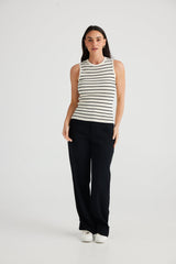 brave+true Clothing - Winter Cream w Black Stripe / XS Tori Thin Stripe Tank