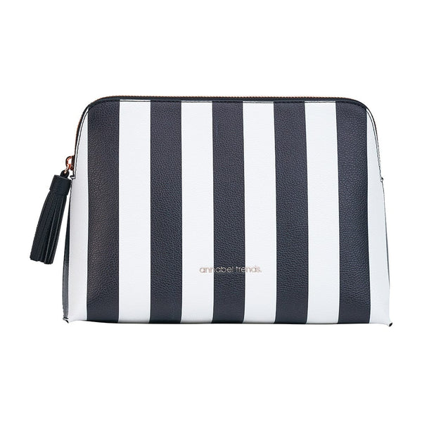 Annabel Trends Accessories Vanity Bag Black & White Stripe - Large