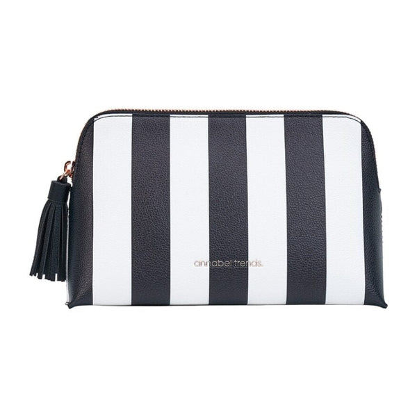 Annabel Trends Accessories Vanity Bag Black & White Stripe - Medium