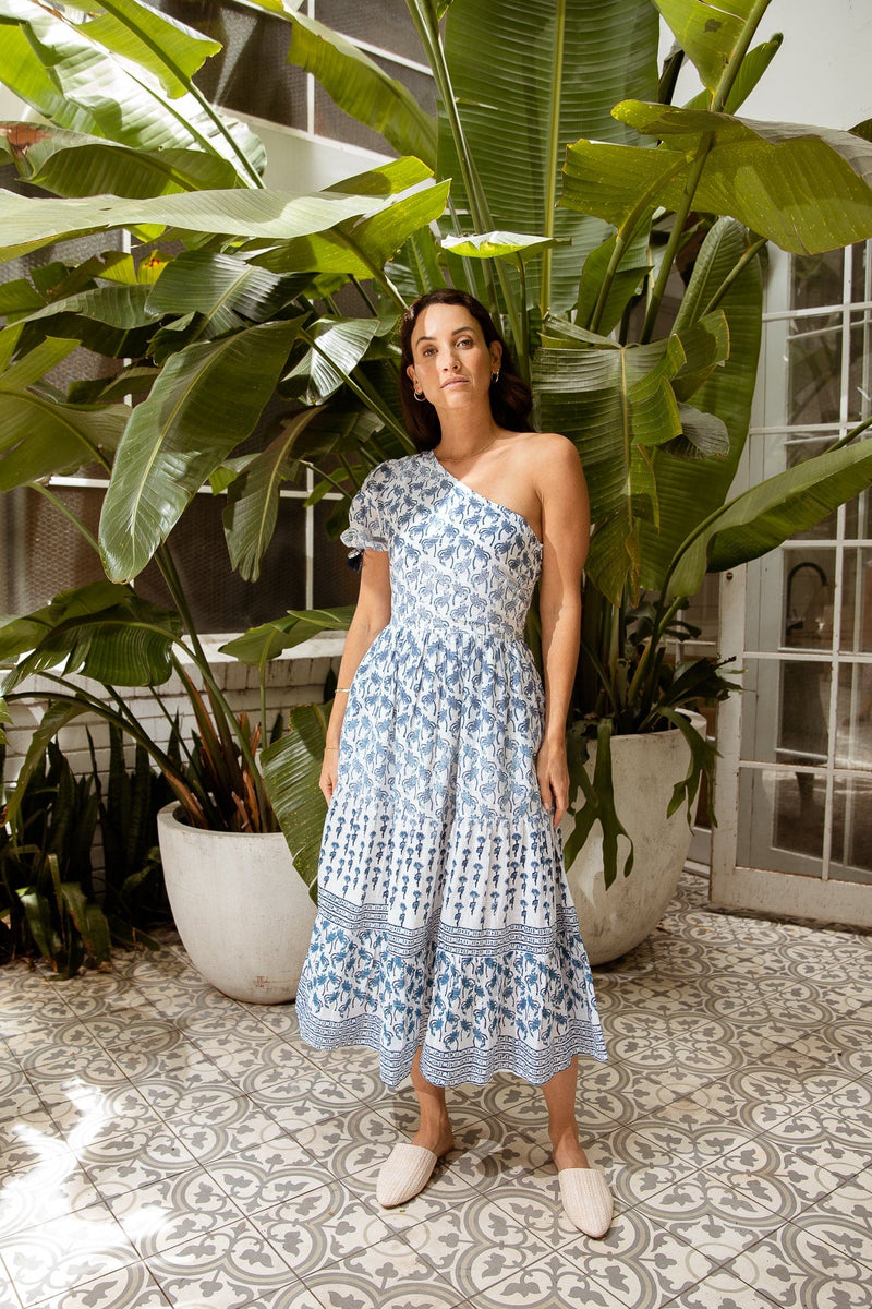 Azure & Indigo Clothing - Summer Waterlily One Shoulder Dress