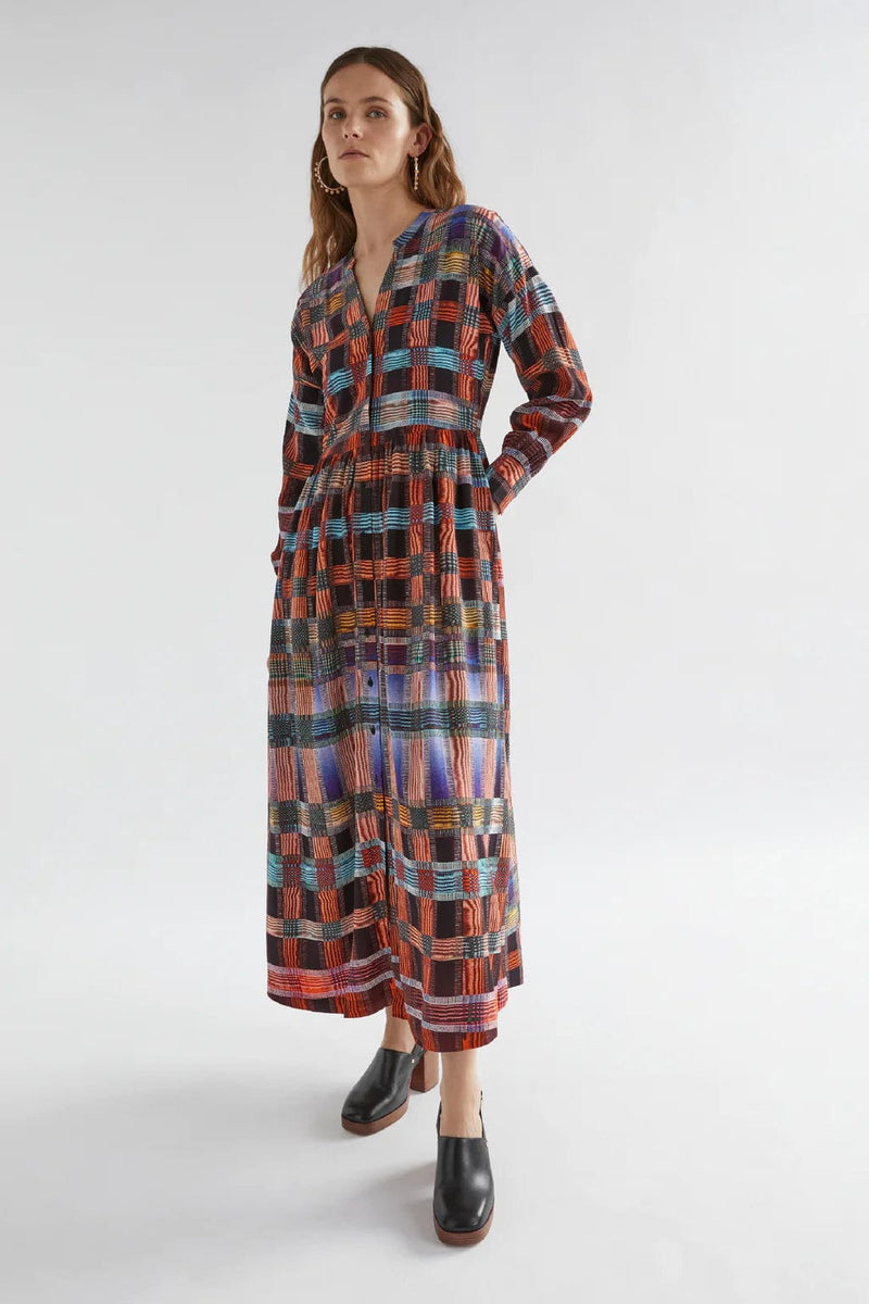 elk Clothing - Winter Dilan Shirt Dress - Kasar Print