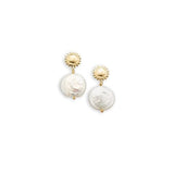 Palas Jewellery Golden Sun and Moon Pearl Earrings