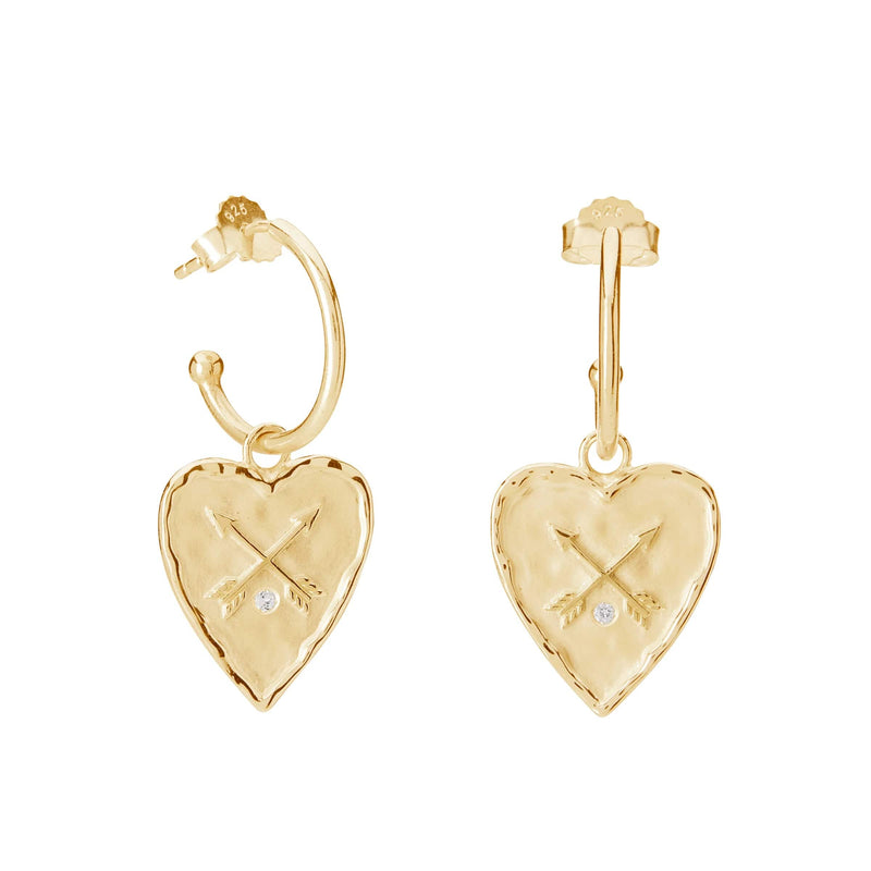 Murkani Jewellery Heart Earrings in 18KT Yellow Gold