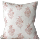 Block & Print Soft Furnishings Pink Gardenia Cushion 50cm x 50cm w Feather Insert