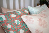 Block & Print Soft Furnishings Pink Pomegranate Cushion 50cm x 50cm w Feather Insert