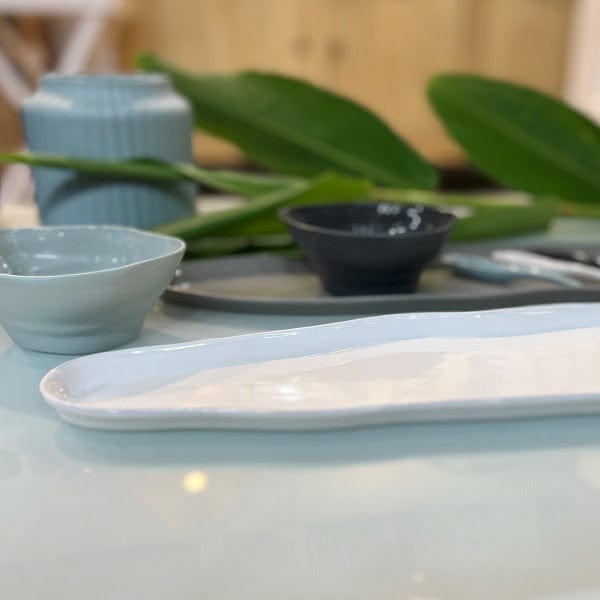 Flax Ceramics Kitchenware Serve Tray Oval w45 - White
