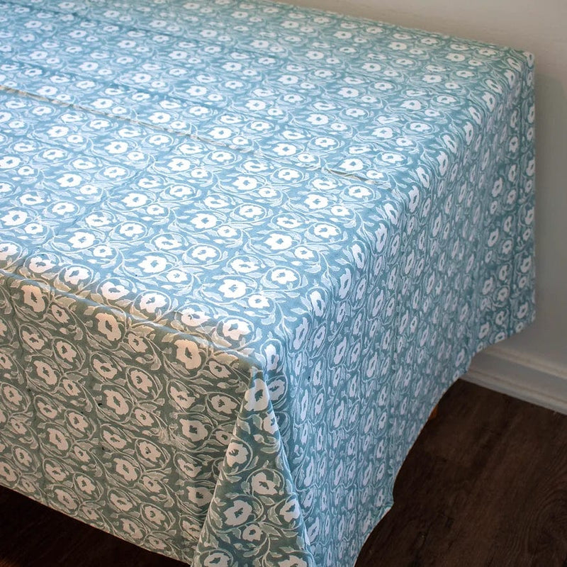 Block & Print Kitchenware Wild Rose Harbour Blue Tablecloth 140cm x 250cm